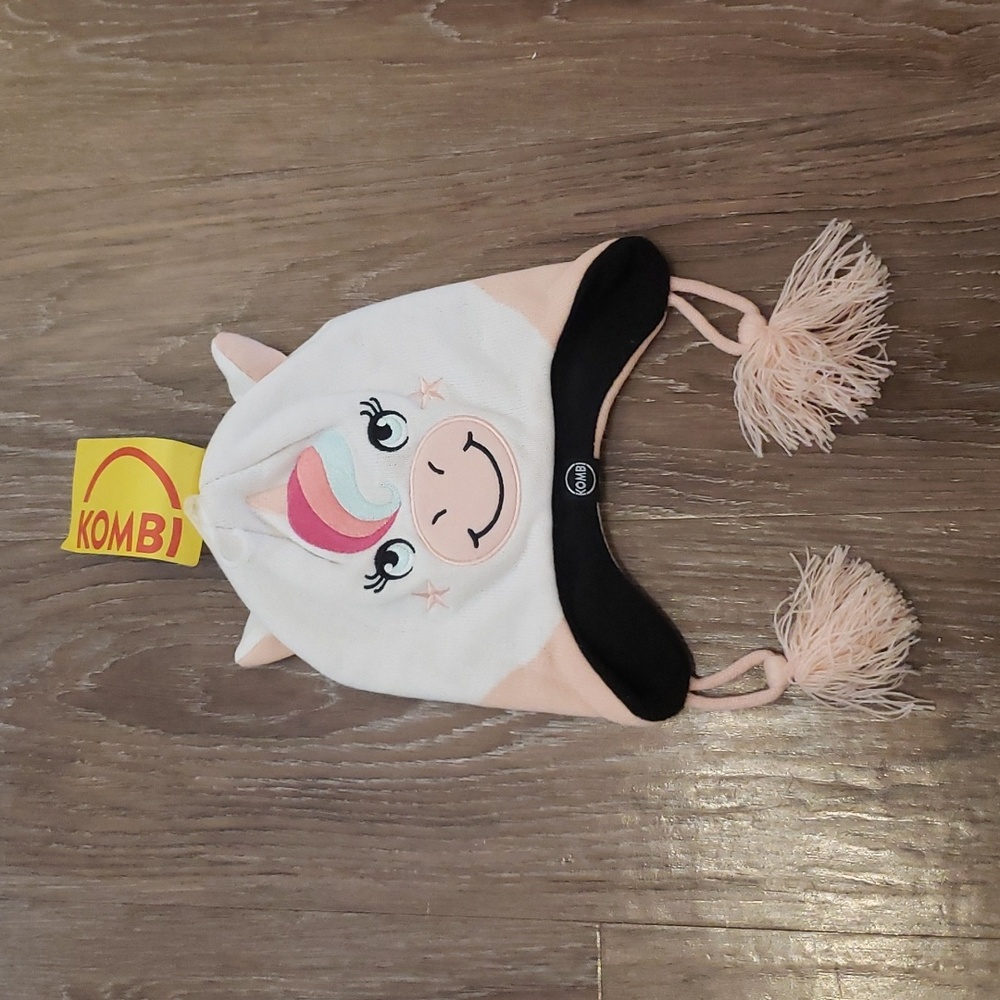 NWT KOMBI Toddler's Imaginary Friends Embroidered Unicorn Toque Outdoor Tassel